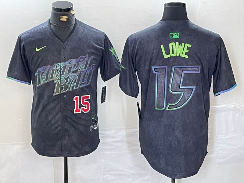 Men Tampa Bay Rays #15 Lowe Black City Edition Nike 2024 MLB Jersey style 3->tampa bay rays->MLB Jersey